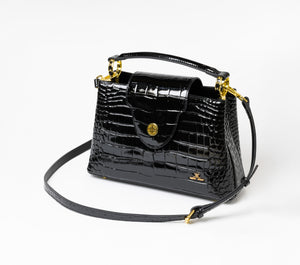 Miss E Croc Leather Printed Purse in Black
