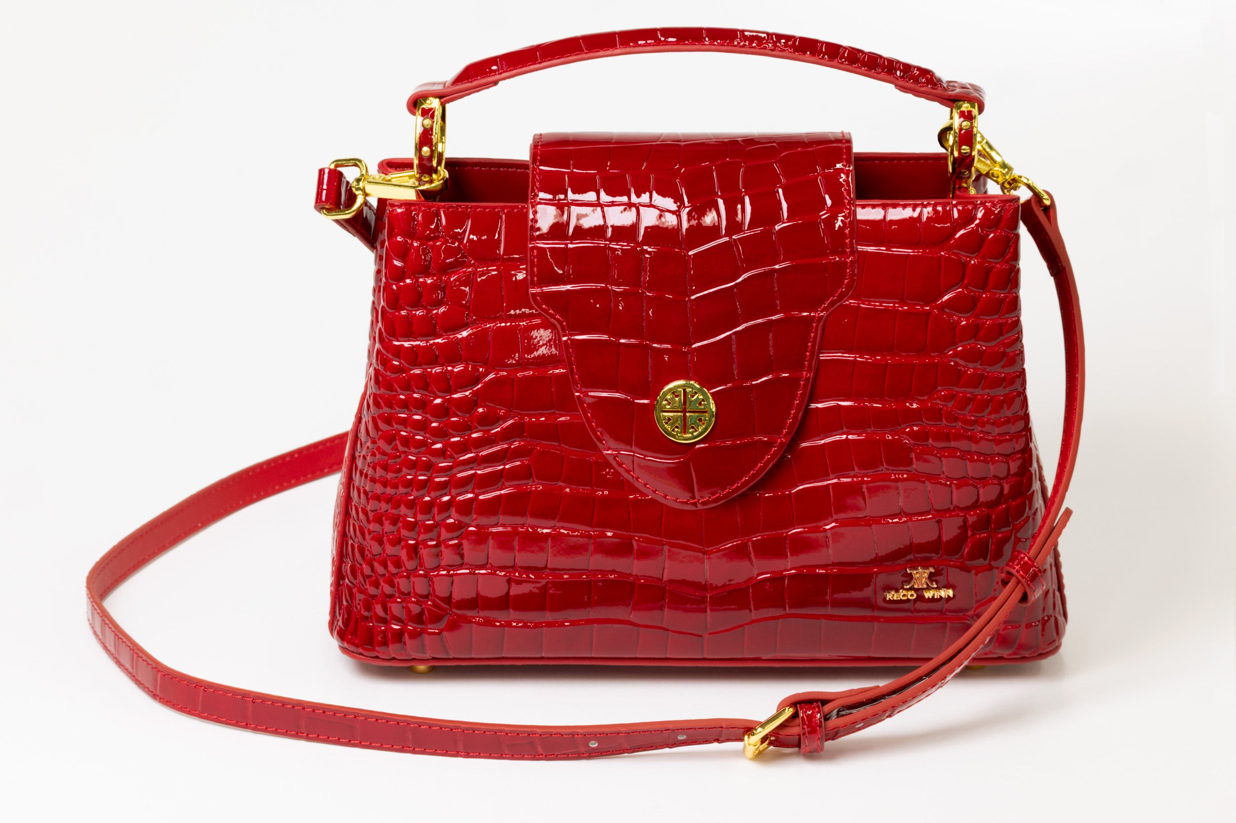 Miss E Croc Leather Printed Purse in Red