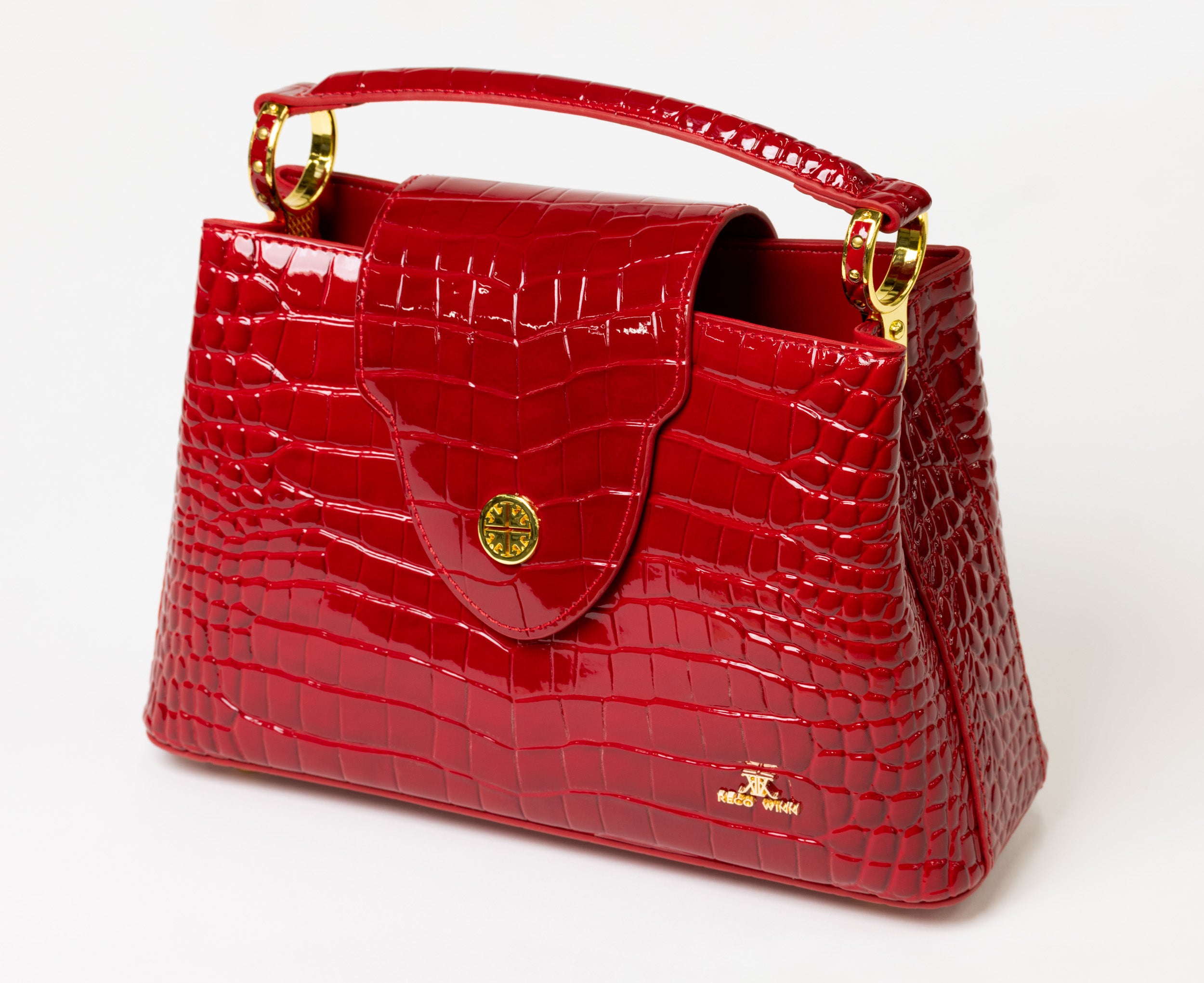 Miss E Croc Leather Printed Purse in Red