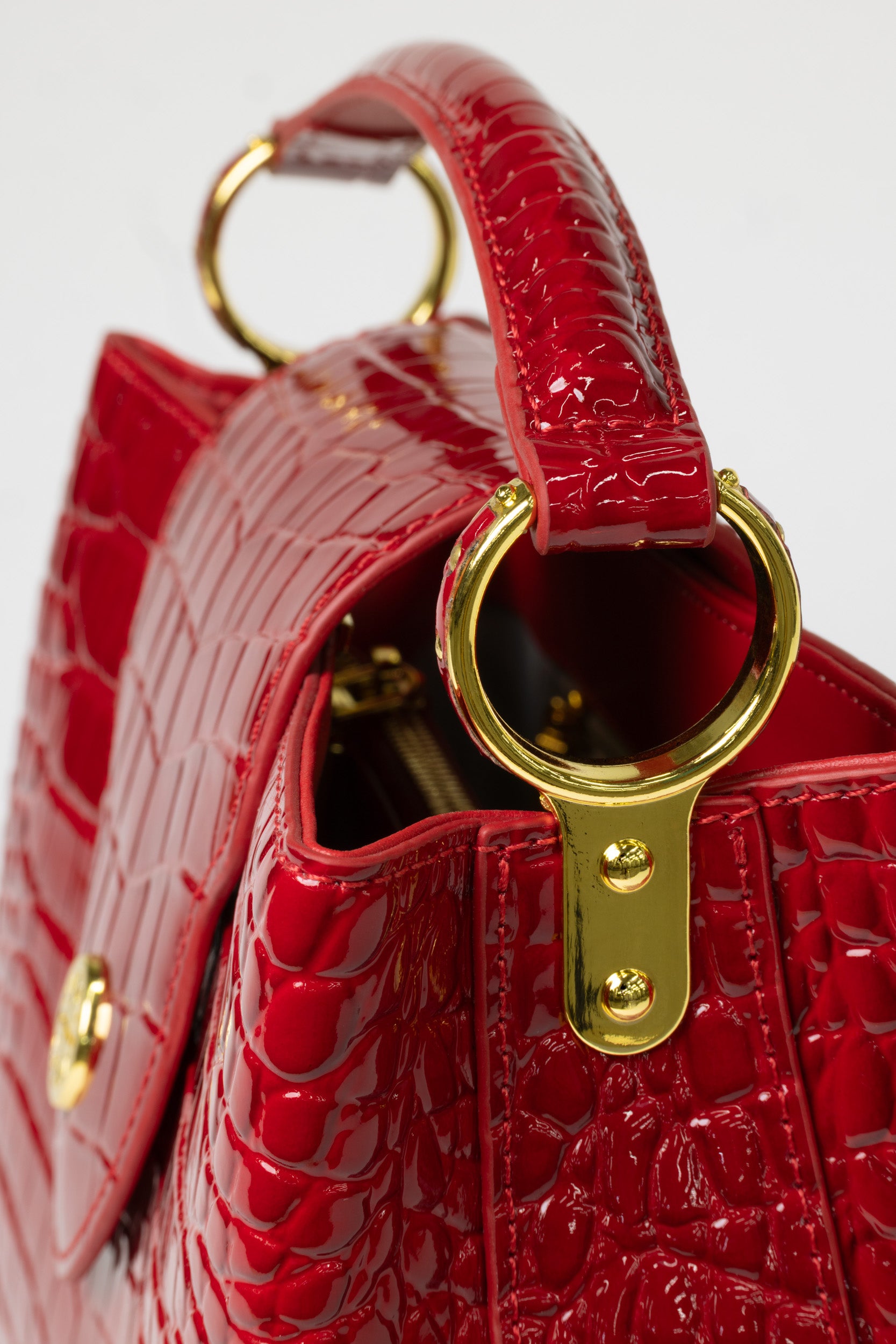 Miss E Croc Leather Printed Purse in Red